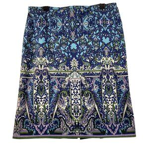 Talbots Black Label Womens Cotton Blend Paisley Lined A-Line Skirt Size 12 New